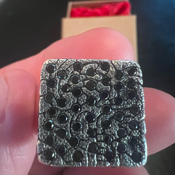 Versani black diamond sterling silver ring